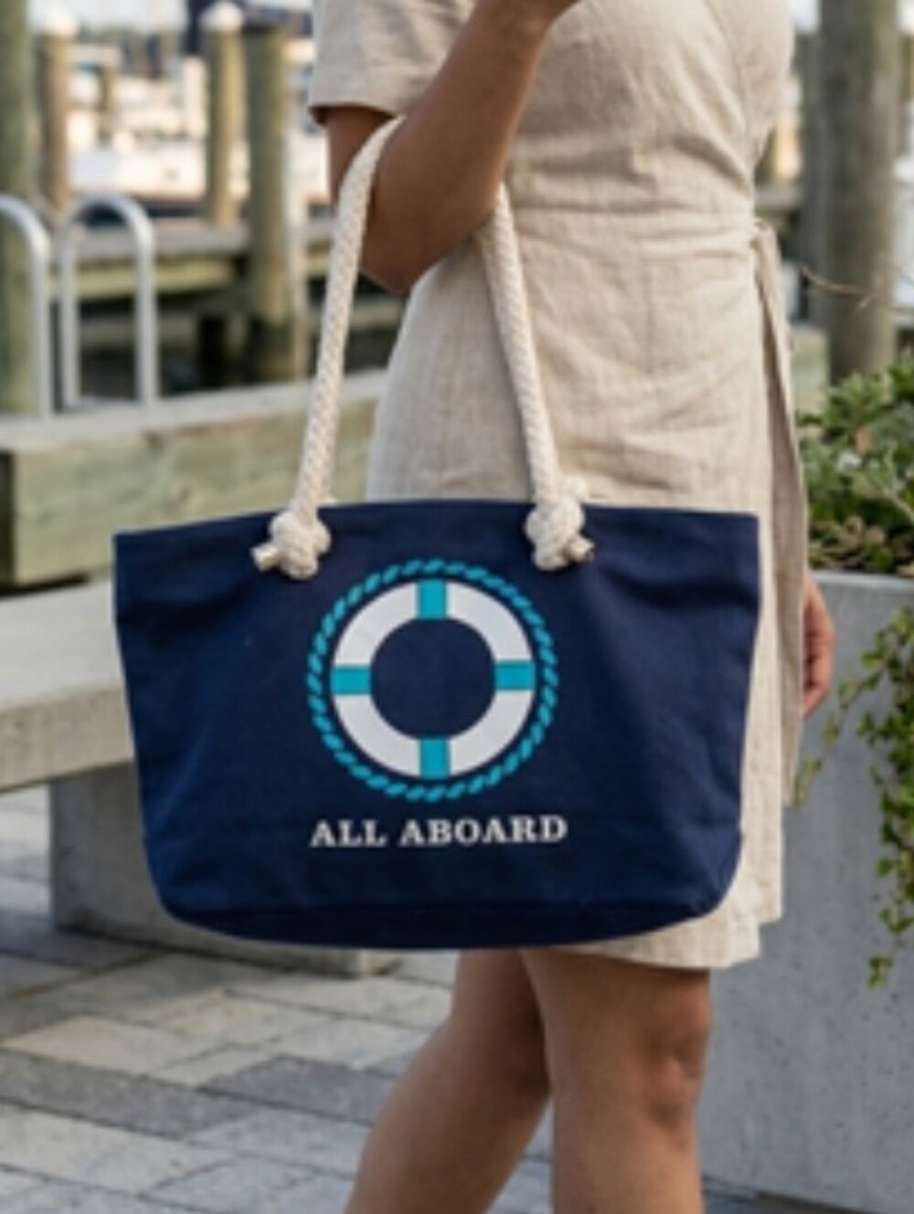 kate spade navy canvas tote with rope handles